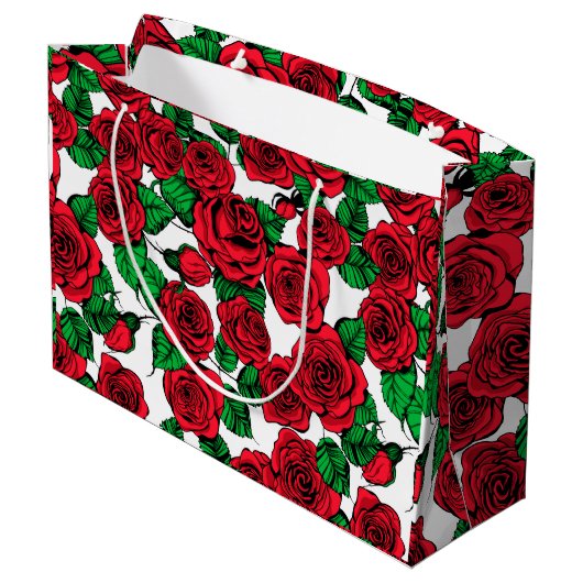 Grand Sac Cadeau Motif de roses rouges (Dos Angle)