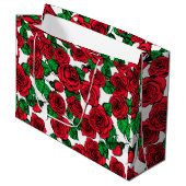 Grand Sac Cadeau Motif de roses rouges (Devant Angle)