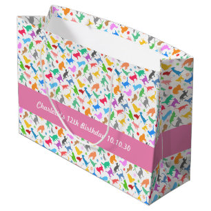 Grand Sac Cadeau Motif De Silhouettes Colorées De Chats