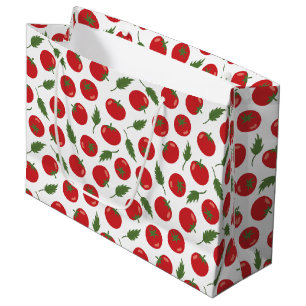 Grand Sac Cadeau Motif de tomate rouge tiré à la main