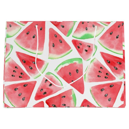 Grand Sac Cadeau Motif de tranches de pastèque (Devant)