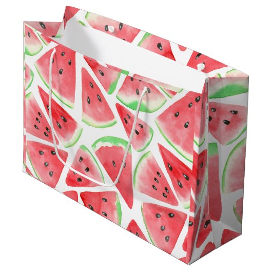 Grand Sac Cadeau Motif de tranches de pastèque (Devant Angle)