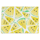 Grand Sac Cadeau Motif de tranches de pastèque jaune (Devant)