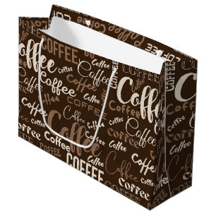 Grand Sac Cadeau Motif de typographie de café vintage (3)