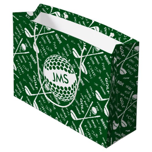 Grand Sac Cadeau Motif décoré d'un monogramme pour le golfeur (Dos Angle)