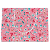 Grand Sac Cadeau Motif dentaire rose (Devant)