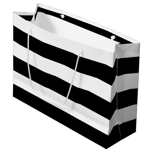 Grand Sac Cadeau Motif des bandes noires {choisissez votre couleur (Devant Angle)