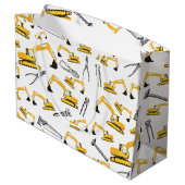 Grand Sac Cadeau Motif des camions et des outils de construction de (Dos Angle)