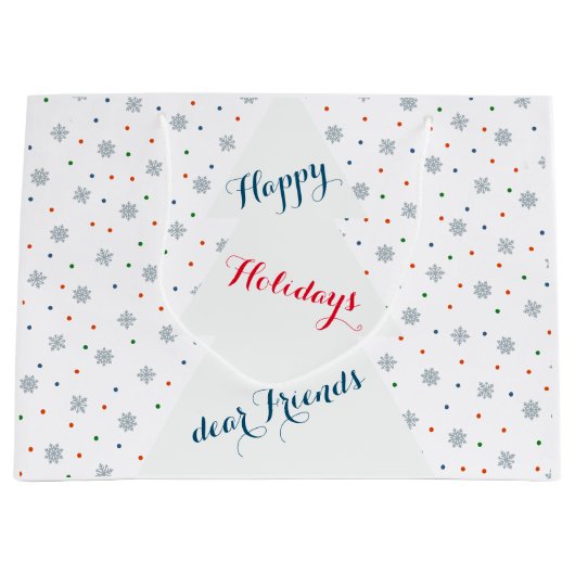 Grand Sac Cadeau Motif des flocons et des points d'hiver (Devant)