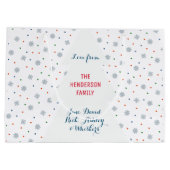 Grand Sac Cadeau Motif des flocons et des points d'hiver (Dos)