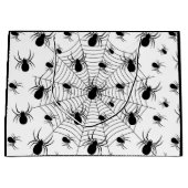 Grand Sac Cadeau Motif d'Halloween Black White araignées (Devant)