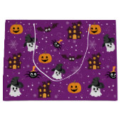Grand Sac Cadeau Motif d'Halloween violet (Devant)