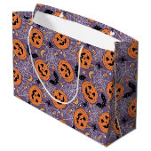 Grand Sac Cadeau Motif d'Halloween violet Jack-O-lanterne (Dos Angle)