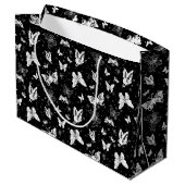 Grand Sac Cadeau Motif d'illustration noir blanc papillon (Dos Angle)