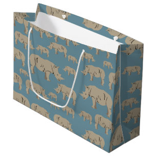 Grand Sac Cadeau Motif d'illustration Rhinoceros Rhino