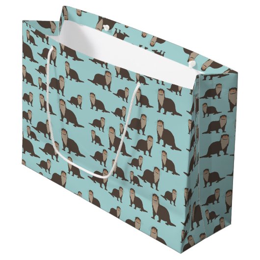 Grand Sac Cadeau Motif d'illustrations de mignon Otter (Devant Angle)