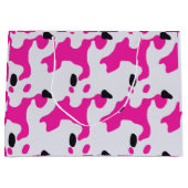 Grand Sac Cadeau Motif d'impression de vache rose et noire (Devant)
