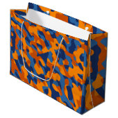 Grand Sac Cadeau Motif d'impression du camouflage bleu orange (Devant Angle)