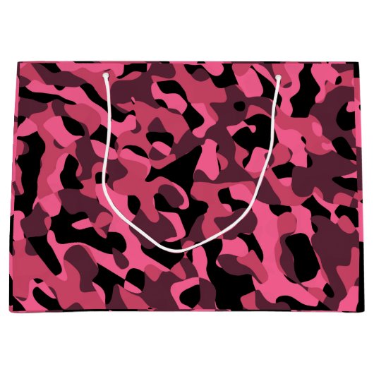 Grand Sac Cadeau Motif d'impression du camouflage noir rose (Devant)