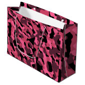 Grand Sac Cadeau Motif d'impression du camouflage noir rose (Devant Angle)