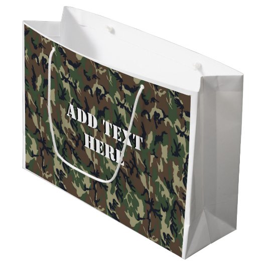 Grand Sac Cadeau Motif du camouflage vert militaire (Devant Angle)