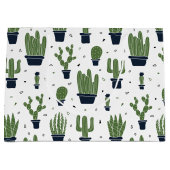 Grand Sac Cadeau Motif du désert de cactus foncé rustique (Devant)