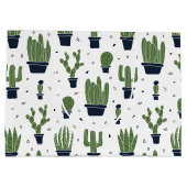 Grand Sac Cadeau Motif du désert de cactus foncé rustique (Dos)