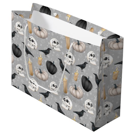 Grand Sac Cadeau motif du parti éffrayant Halloween carrelé (Devant Angle)