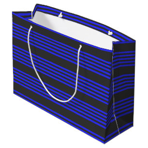 Grand Sac Cadeau Motif électrique bleu et charbon cinq bandes