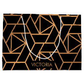 Grand Sac Cadeau Motif élégant noir et or (Dos)