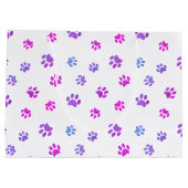Grand Sac Cadeau Motif Empreinte de patte rose violet bleu (Dos)