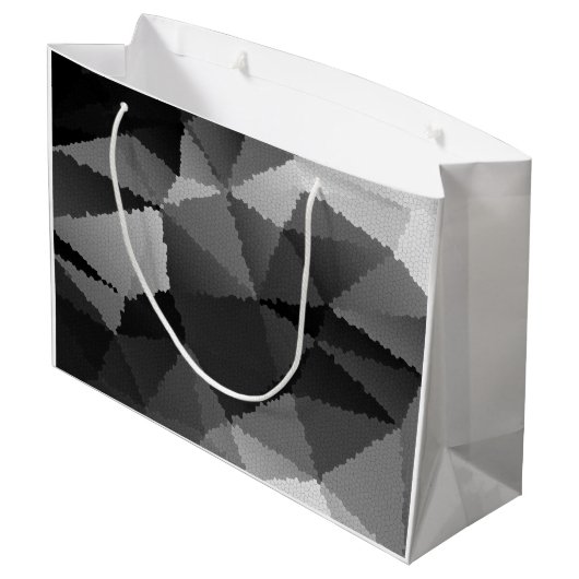 Grand Sac Cadeau Motif en mosaïque noire et blanche (Dos Angle)