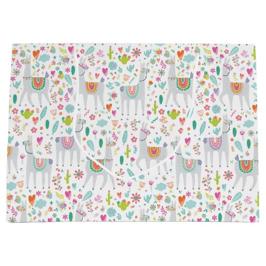 Grand Sac Cadeau Motif en pastel mignon de lama (Devant)