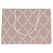 Grand Sac Cadeau Motif en treillis marocain beige (Devant)