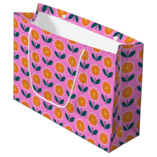Grand Sac Cadeau Motif esthétique scandinave en rose