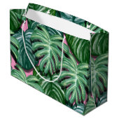 Grand Sac Cadeau Motif exotique Feuille tropical vert (Dos Angle)
