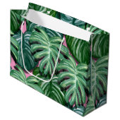 Grand Sac Cadeau Motif exotique Feuille tropical vert (Devant Angle)