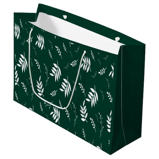 Grand Sac Cadeau motif feuille (Devant Angle)