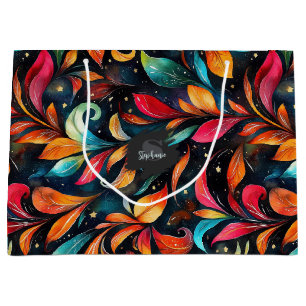 Grand Sac Cadeau Motif Feuille brillant et coloré - Arrière - plan