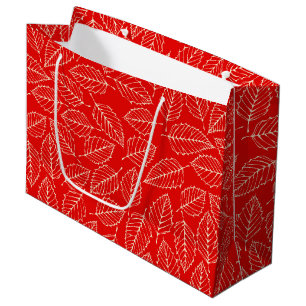 Grand Sac Cadeau Motif Feuille contemporain Red Birch