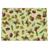 Grand Sac Cadeau Motif Feuille d'olive et d'olive rustique (Devant)