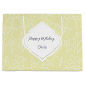 Grand Sac Cadeau Motif Fleur sauvage blanc jaune Monogramme (Devant)