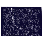 Grand Sac Cadeau Motif Fleur sauvage blanc mignon Monogramme (Dos)