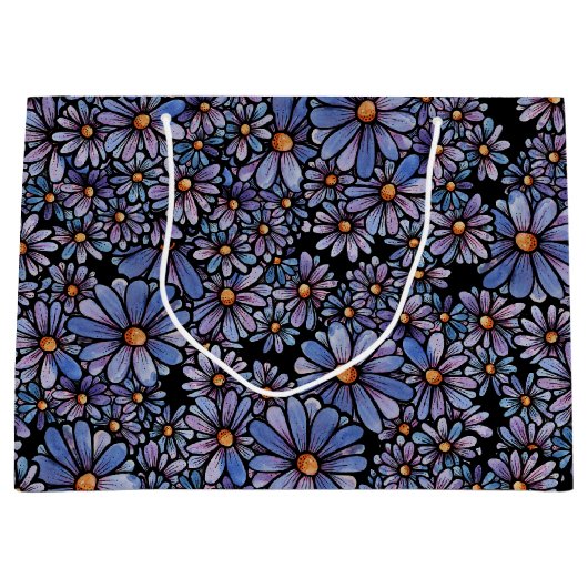 Grand Sac Cadeau Motif Fleur sauvage violet (Devant)