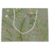 Grand Sac Cadeau Motif Green et Gold Fern (Devant)