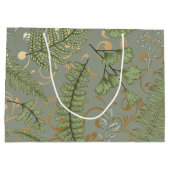 Grand Sac Cadeau Motif Green et Gold Fern (Dos)