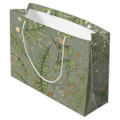 Grand Sac Cadeau Motif Green et Gold Fern (Dos Angle)
