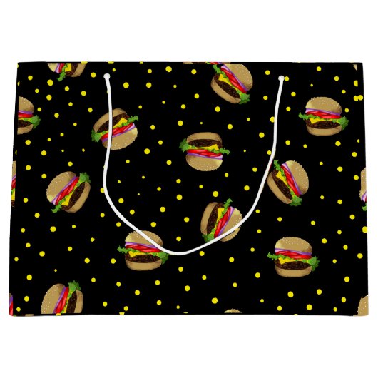 Grand Sac Cadeau motif hamburger (Devant)