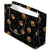 Grand Sac Cadeau motif hamburger (Devant Angle)