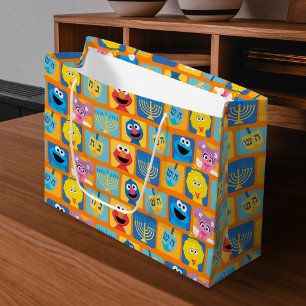 Grand Sac Cadeau Motif Hanoukka de Sesame Street